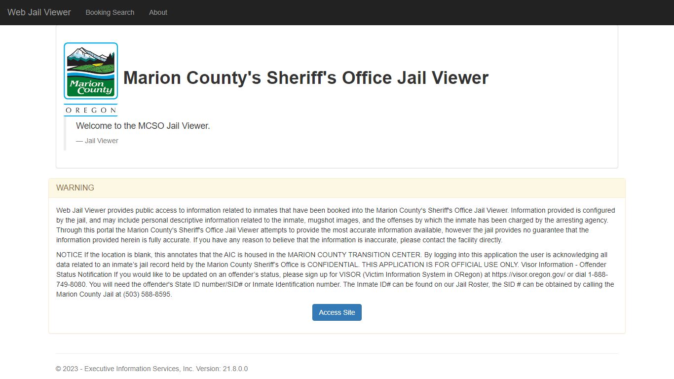 Home Page - Web Jail Viewer - Marion County, Oregon
